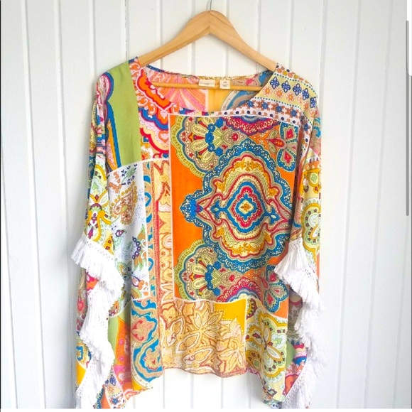 Westbound Tops - Westbound Fringe Poncho Top